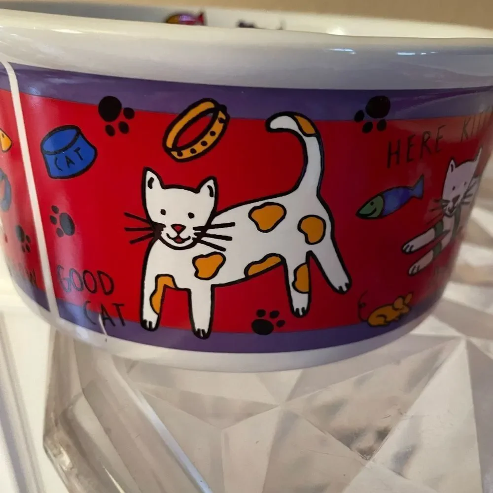 Signature The Good Cat Cat Dish & Meowy Christmas Fish Shaped Cat Dish